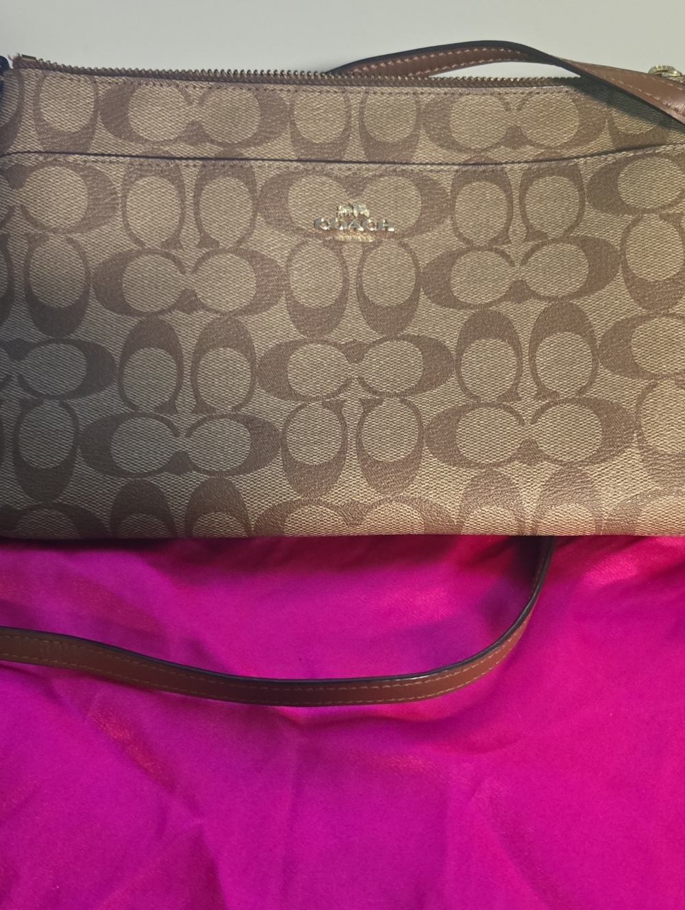 Coach Tan Signature Jacquard Crossbody